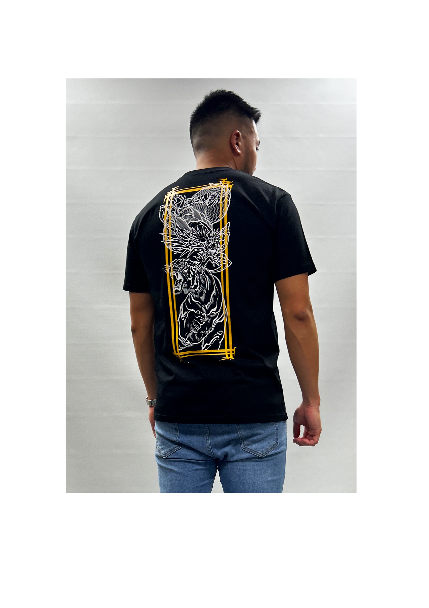 Dragon vs Tiger - black oversized fit t-shirt