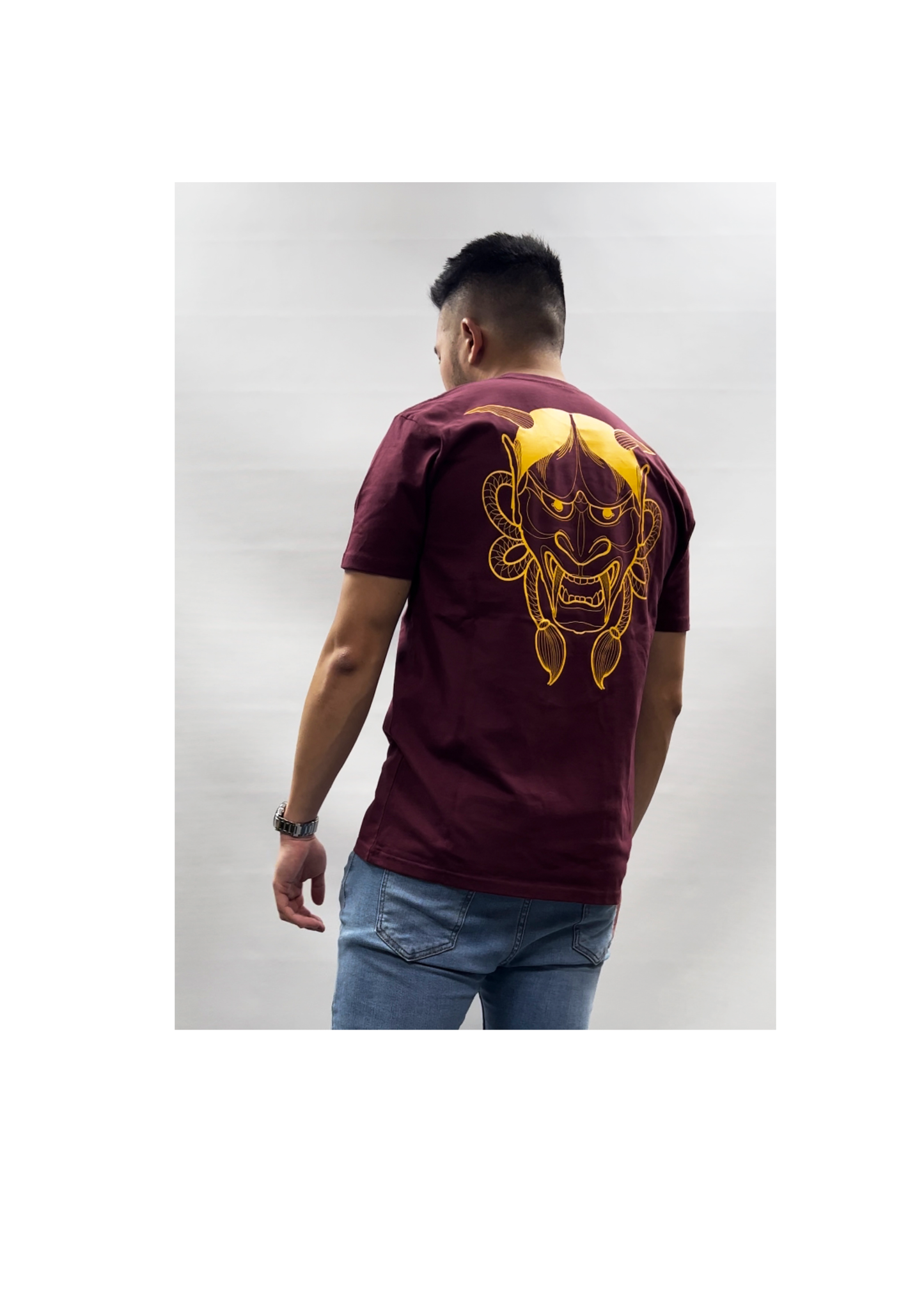 Hannya Mask - Maroon  oversized fit t-shirt